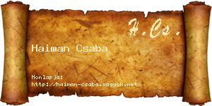 Haiman Csaba névjegykártya